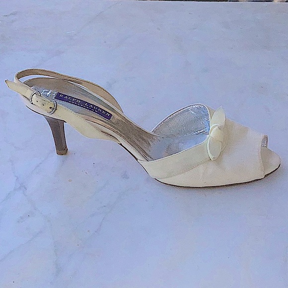 RALPH LAUREN COLLECTION SLING BACK  SUEDE LINEN 3 IN 9M Y2K VINTAGE ITALY - Picture 5 of 12